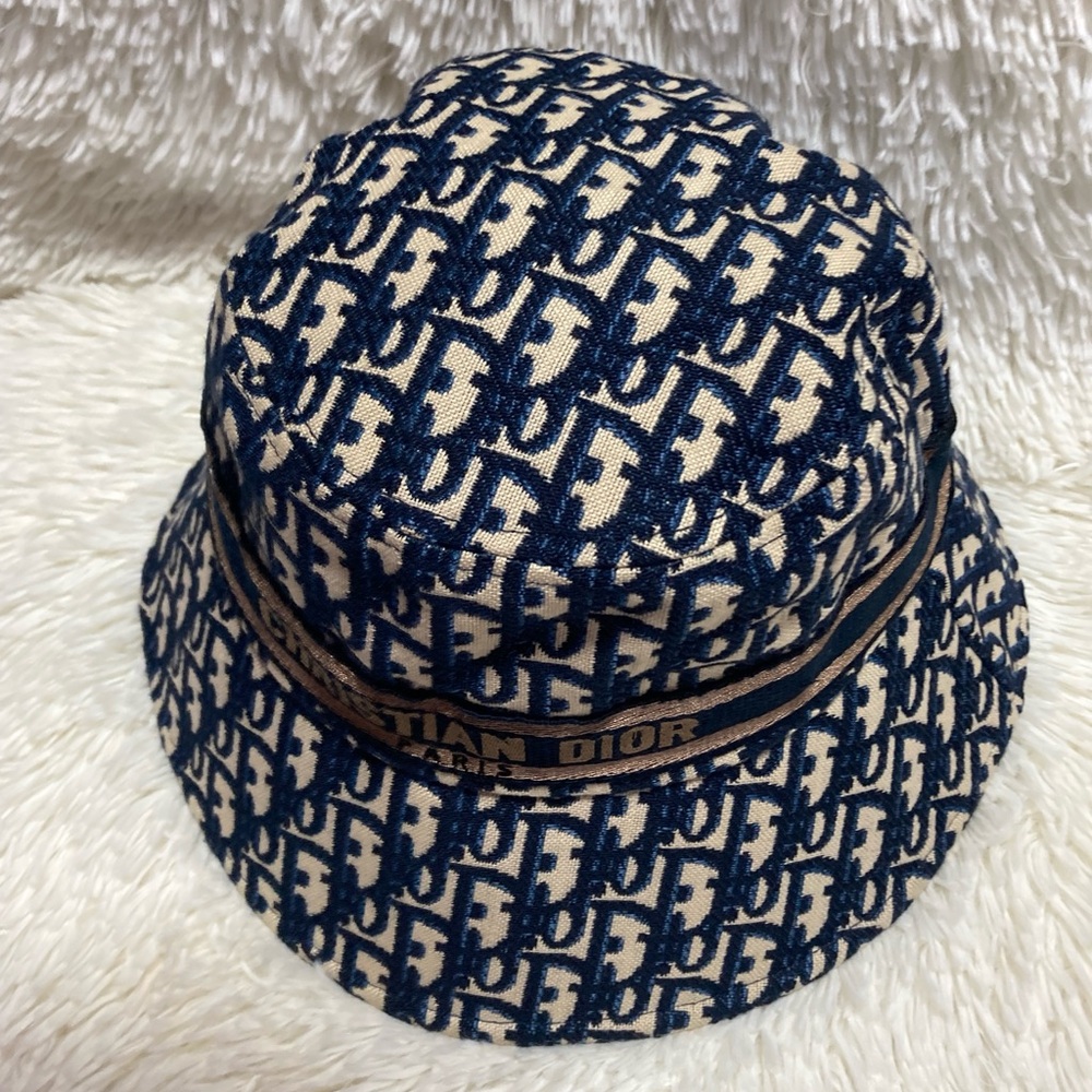 Dior Blue and Cream Patterned Hat - Picture 2 of 4